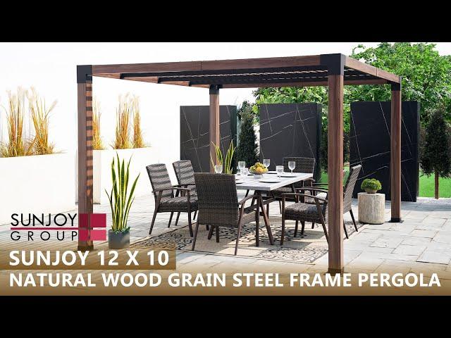 Sunjoy DIY 10x12 Modern Metal Pergola for Backyard | Outdoor Pergola Shade Ideas