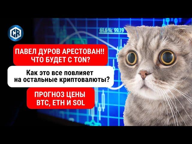 Арест Дурова, будущее TON, прогнозы по BTC, ETH и SOL.