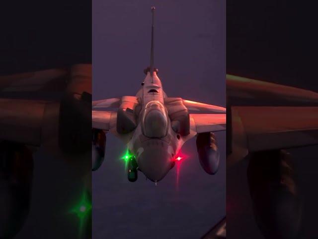 Golden hour meets global reach A Royal Moroccan F 16 refuels midair with support from the 121st Air