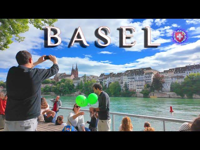 BASEL SWITZERLAND  Stroll around CITY CENTRE & Rhein River 4K / Rathaus & Shopping Street