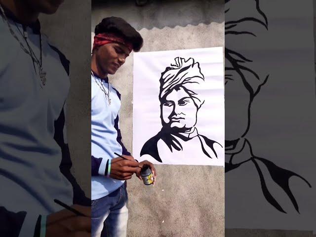Swami Vivekanand black painting ️/#shorts #viral #kgfrockyart #shortsvideo #tiktok#art #drawing