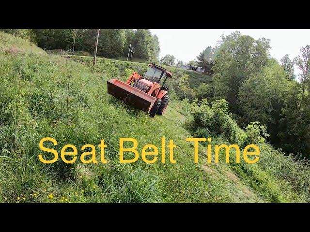 Extreme Hillside Bush Hogging with the Kubota M6060! This one made me kinda Uneasy.