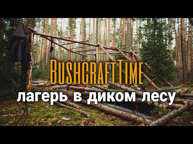 БУШКРАФТ ЛАГЕРЬ ОГРОМНЫХ РАЗМЕРОВ | еда на костре | bushcraft shelter