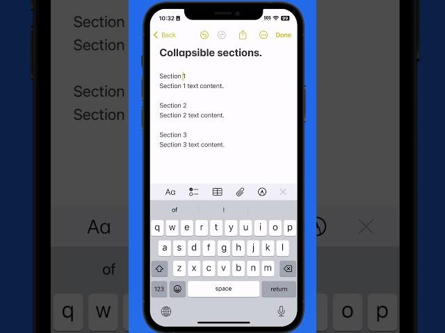 How to create collapsible sections in the iOS 18 Notes App on iPhone! #Apple #iphone #iphonetricks