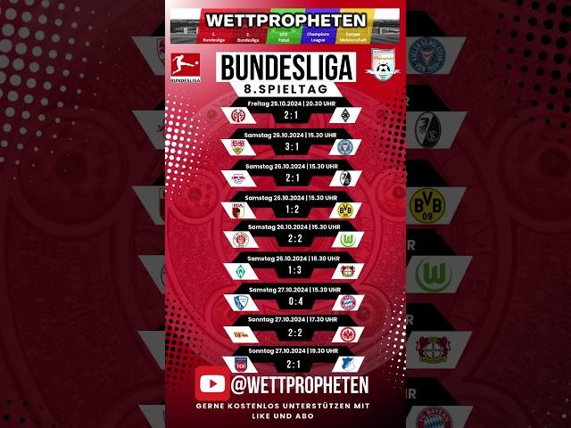 8. Spieltag der 1. Bundesliga #fussball #bundesliga #prognosen #fakten #tips #liga #betting #bet