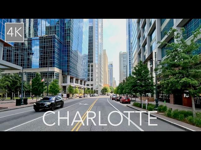 Downtown Charlotte North Carolina City Drive 4K - The Queen City Driving Tour