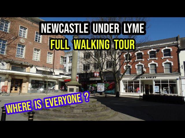 NEWCASTLE UNDER LYME Town Centre - Full Walking tour (Staffordshire) - Like a Ghost Town