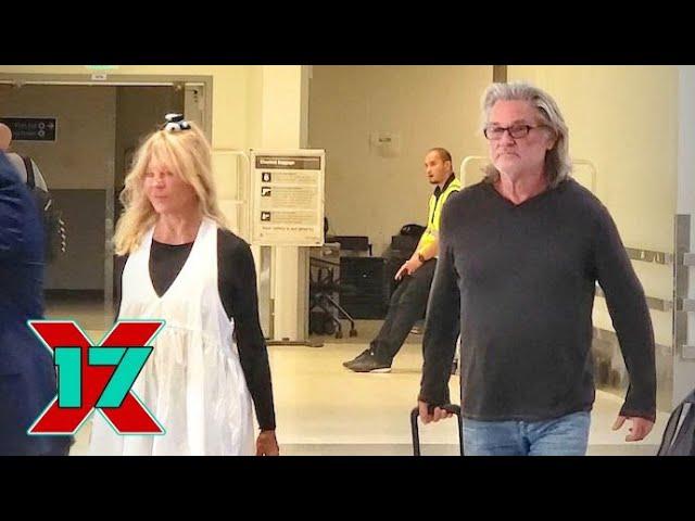 Kurt Russell And Goldie Hawn Excited To Be Home As They Land At LAX