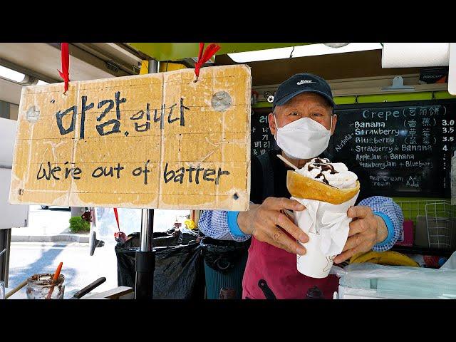 300 crepes sold per day!! Delicious Korea famous grandpa’s street crepe  / Korean street food