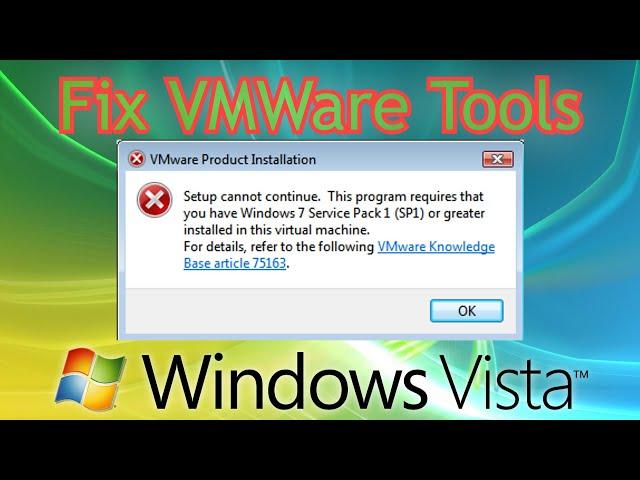 Fix Windows Vista VMware Tools error