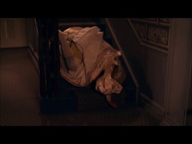 Jane Krakowski falls down the stairs in a wedding dress - Dickinson (S3E05, 2021)