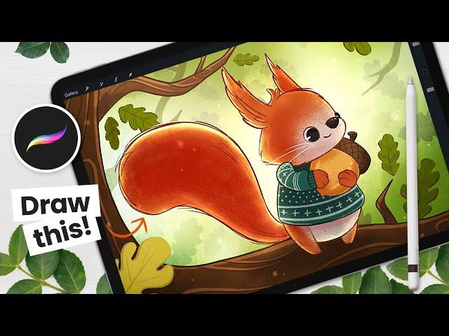 How To Draw A Squirrel • Procreate Illustration Tutorial • Draw With Me