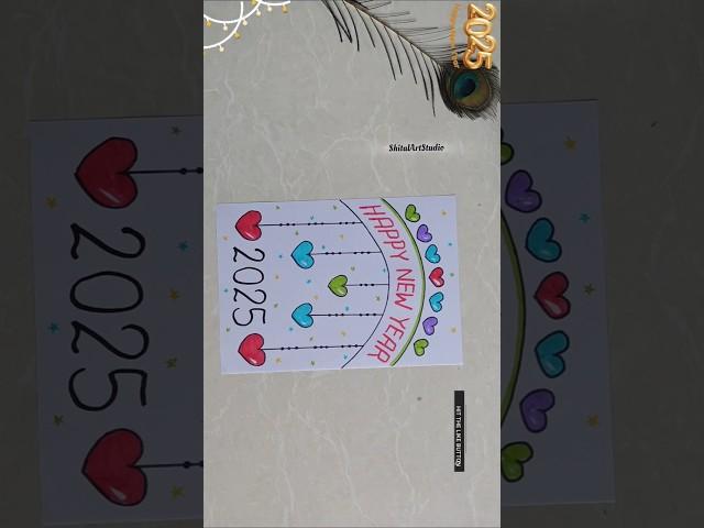 Easy & Beautiful Happy New Year Card 2025 using White Paper#diy #newyear #youtubeshorts #shorts