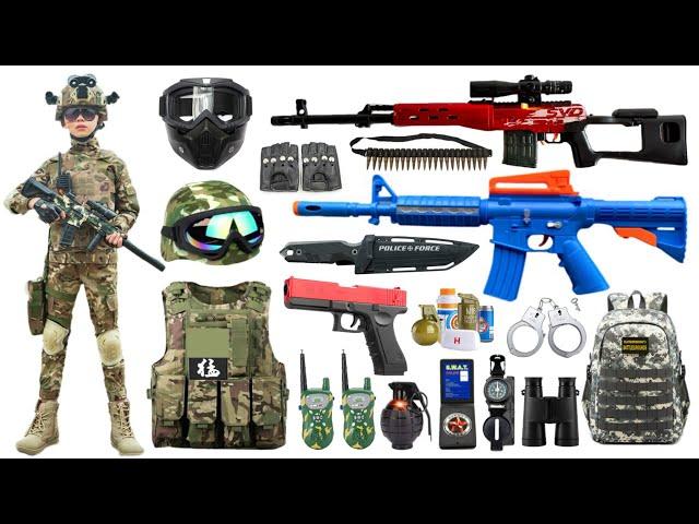 Special Police Weapons Toy set Unboxing-M416 guns, SVD sniper rifle, Gas mask, Glock pistol, Dagger