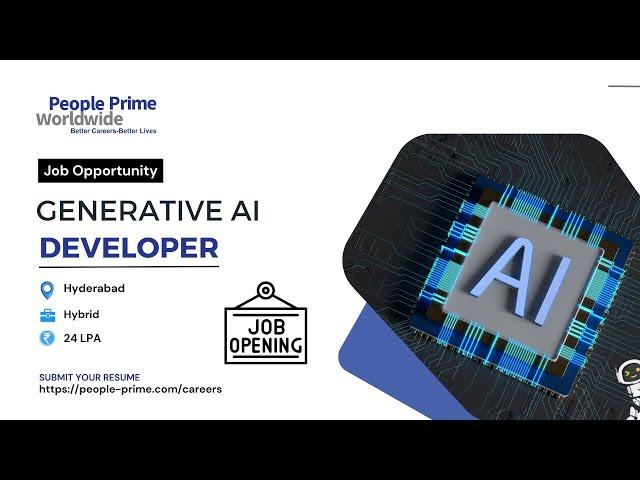 #itjobs #openings : Generative AI Developer | People Prime Jobs