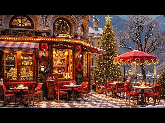 Smooth Jazz Music & Snowfall at Cozy Christmas Coffee Shop  Christmas Jazz Instrumental Music 2025