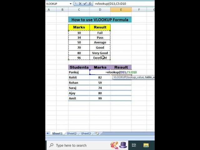 How to use VLOOKUP formula in Excel ll  #excel  #vlookup