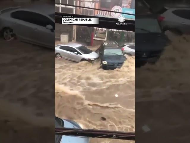 Flooding Washes Away Cars in Dominican Republic | AccuWeather