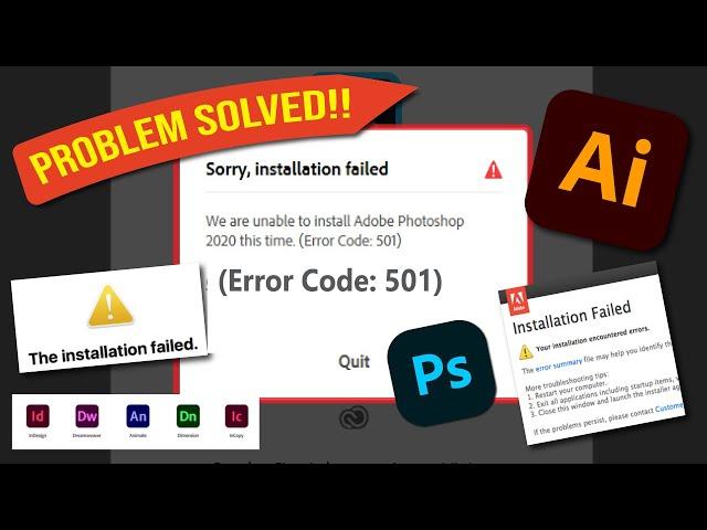 Unable to install adobe Photoshop Error Code 501 and How to fix Adobe Installation