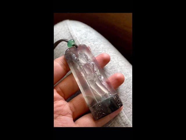 #翡翠冰乌鸡 #乌鸡种翡翠 #水墨画翡翠 冰种洒乌鸡观音收藏级别