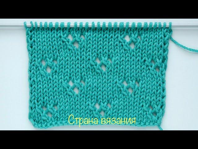 Узоры спицами. Ажурный узор. Knitting patterns. Lace pattern.