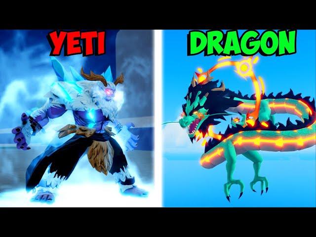 Which is Strongest? YETI VS DRAGON In Blox Fruits Roblox