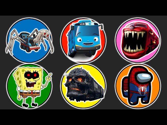 MONSTER VS Thomas Lipan, Bus Tayo, Train Eater, Spongebob Exe, Kereta Hantu, Among Us Spiderman