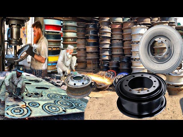 How Heavy Duty Truck Tyre Rim Plate Are Made From Old Ships Sheets || Repairing of Broken Tyre Rim |