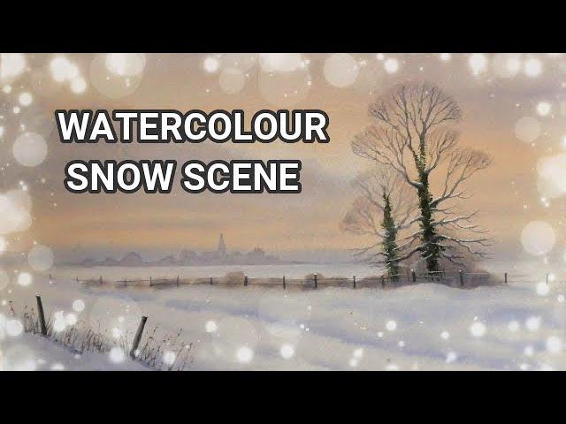 How To Paint a Watercolour Christmas Card SUPER EASY Winter Snow Scene