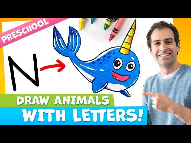 How to Draw a NARWHAL with the Letter 'N! – PRESCHOOL