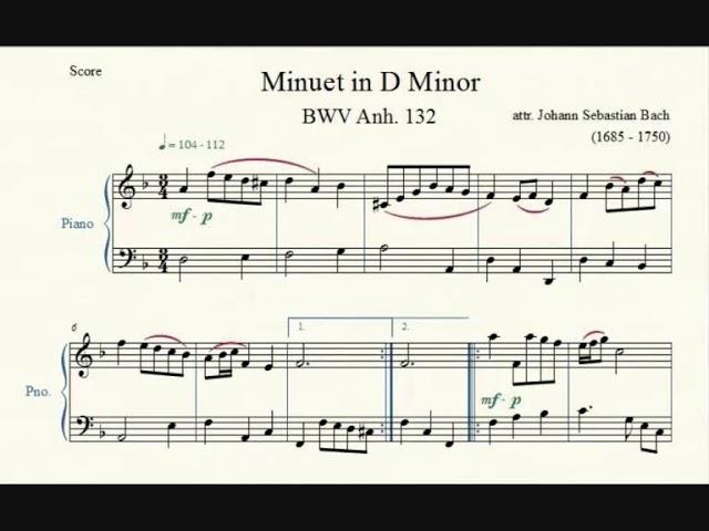 Bach- Menuet D minör BWV Anhang 132