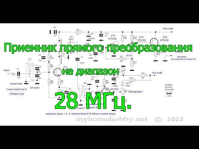 Приемник прямого преобразования на диапазон 28 МГц.