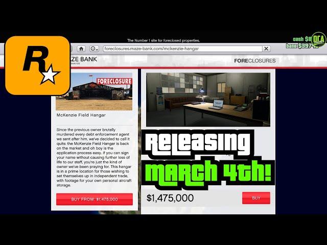 GTA 5 - DLC RELEASE DATE CONFIRMED?! - McKenzie Airfield Hangar Business | Oscar Guzman Flies Again