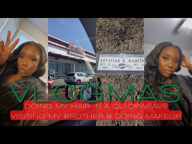 VLOGMAS '22 ⇢ Doing A Quick Weave With iQueenLA Hair, Visiting My Brother, Doing My Makeup