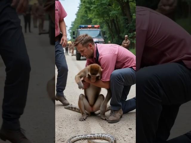 Baby Monkey Life save From Wildlife rescue Team #shorts #monkey #ytshorts