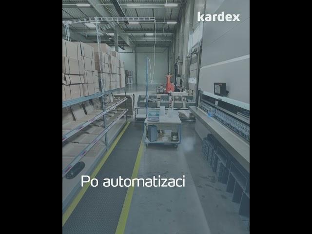 Před automatizací a po automatizaci skladu od firmy Kardex ve firmě B2B Partner s.r.o.