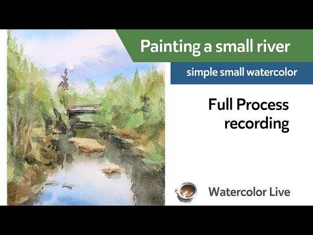 Simple small watercolor - spring river