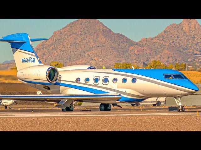 (4K) Gulfstreams GALORE! Private Jet Plane Spotting Scottsdale (KSDL)