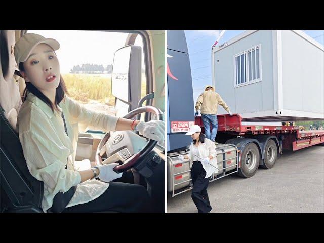 Female Truck Driver Wei Xiaoyang Delivers Heavy Modular Homes with Precision