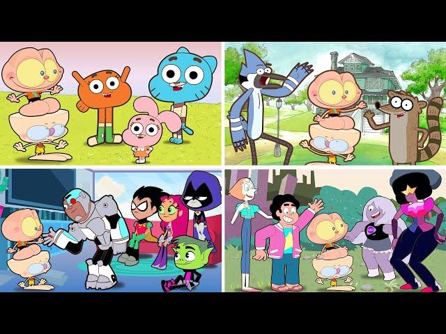 Mongo e Drongo em 4 episódios com Cartoon Network: Gumbal, Apenas um Show, Jovens Titãs e Steven