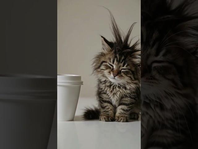Still Half Asleep ️ #Fyp #Viral #Fluffy #KittenLove #CoffeeFirst #Catsoftiktok #TooTired #MorningM