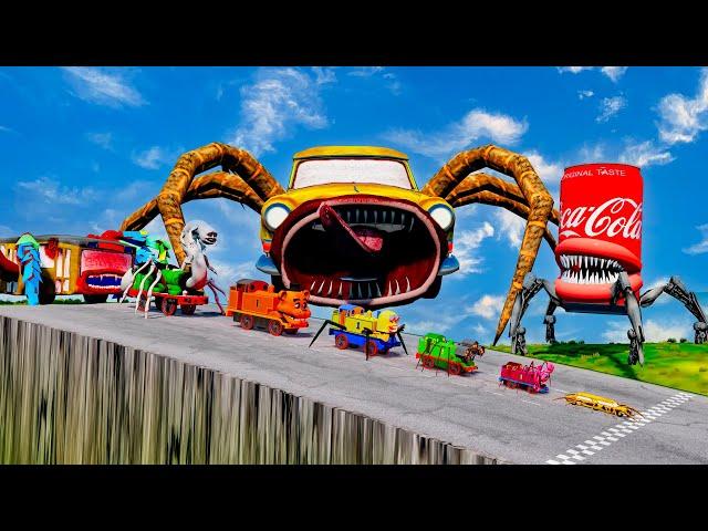 ALL MONSTERS Big & Small vs Downhill Jump with COCA COLA EATER & CAR EATER | BeamNG.Drive