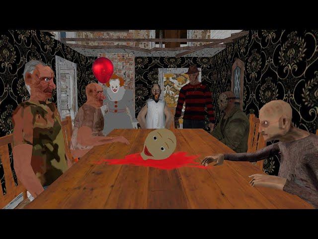 Granny vs Freddy Krueger vs Jason, Pennywise, Baldi, The Twins, Grandpa Funny animation part 180