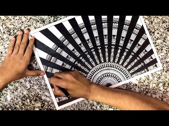 How To Draw Easy Mandala Art | How To Draw Semi Circle Mandala