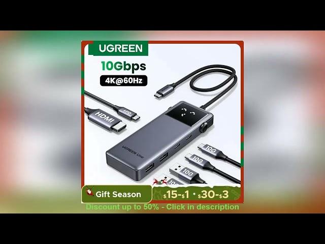 UGREEN Uno USB C HUB 6-in-1 4K60Hz PD100W 10Gbps USB3.2 Splitter Adapter for Laptop Macbook Pro A