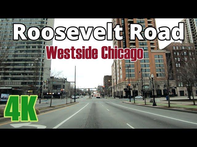 Roosevelt Road: Driving through Westside Chicago: 4K: Streets of the Americas