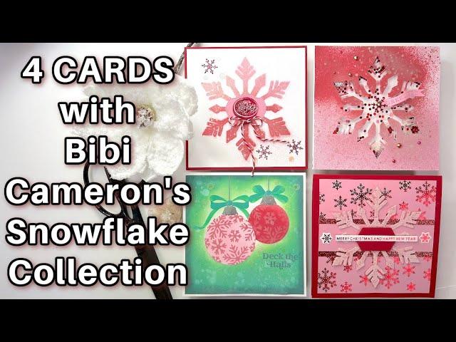 4 Cards featuring Bibi Cameron's Snowflake Collection for Spellbinders