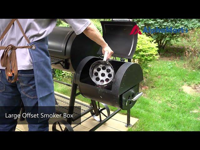 Captiva Designs 2-In-1 Charcoal Smoker Grill with Offset Smoke Box