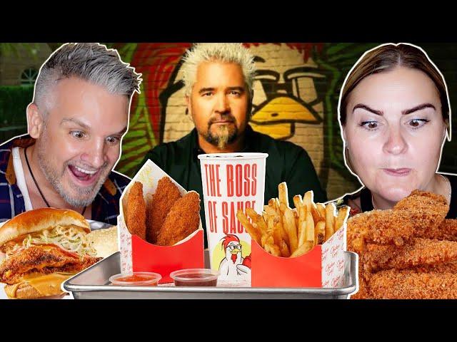 Brits Try [CHICKEN GUY] Guy Fieri Restaurant The First Time! Vlog No.7