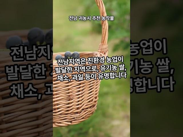 전라남도 귀농시 추천 농작물은 ?